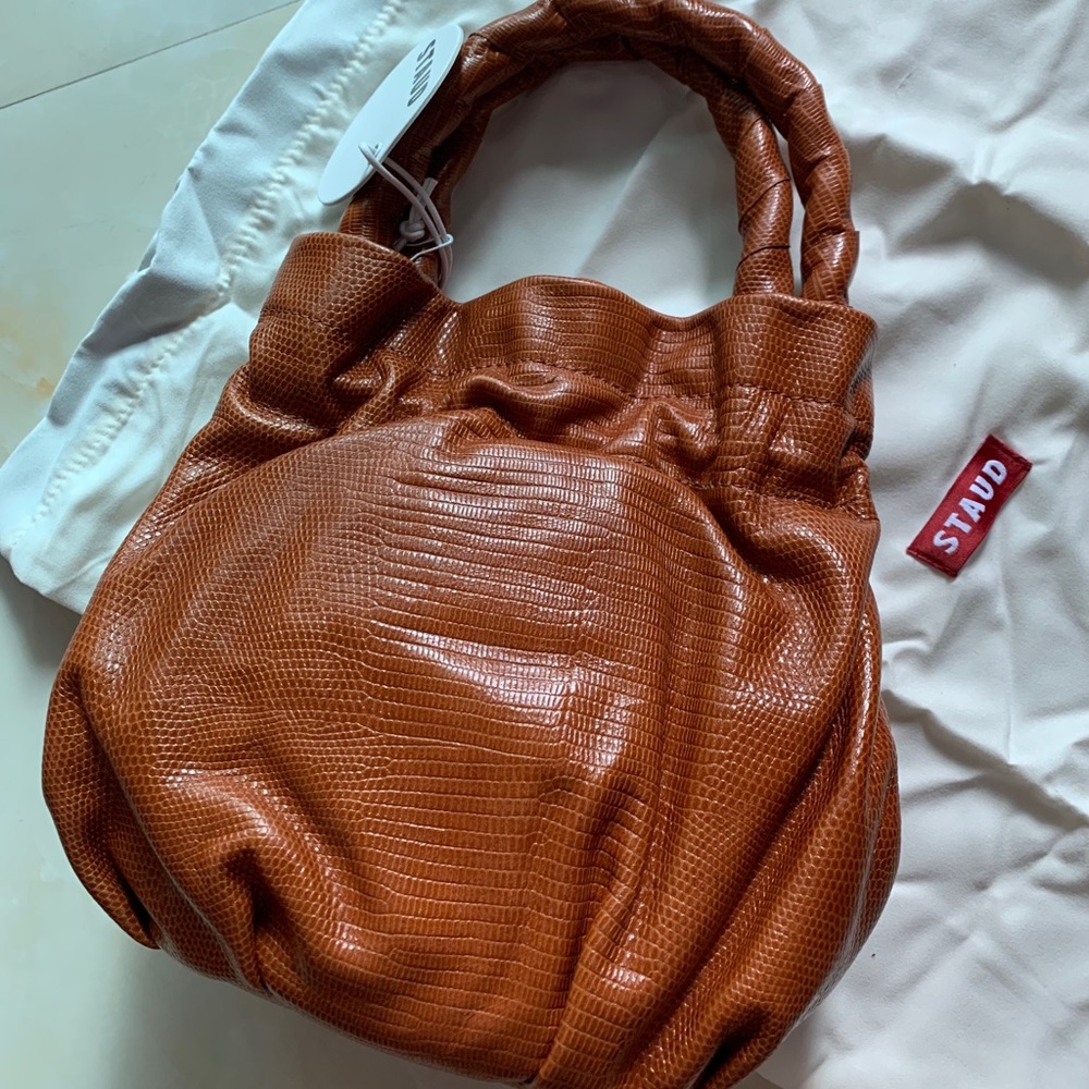 Staud Stella plaited-handle drawstring Bag In Tan - Tan